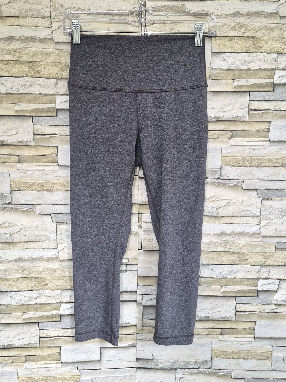 Lululemon Crop Leggings Womens 6 Heathered Charcoal High Rise Athletic Yoga